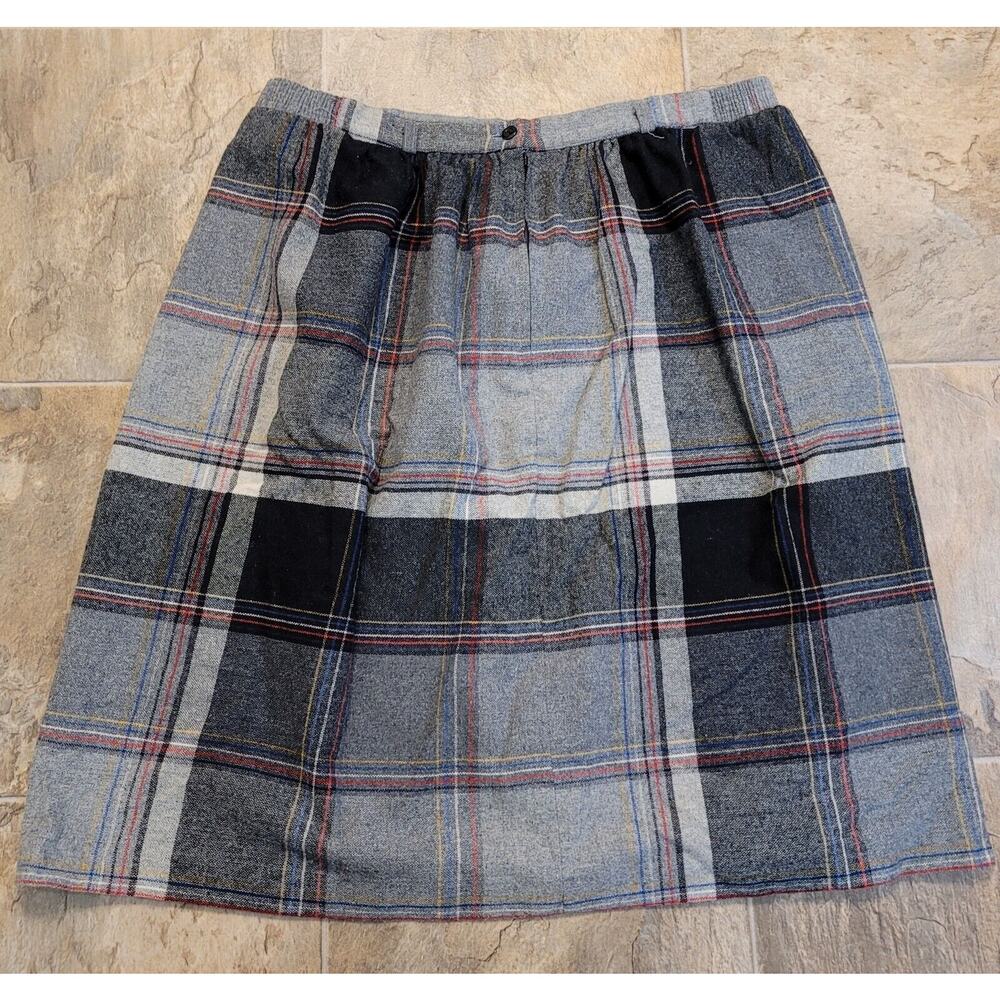Vtg 60's 70's Blue Gray Plaid Skirt Union Made in USA Size 36